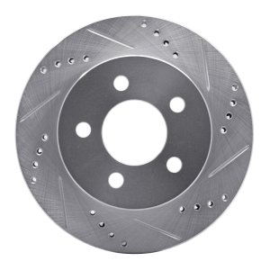 Jeep TJ Brake Rotor (1) - Front Right - R1 Concepts - Drilled & Slotted - Silver - `99-`06